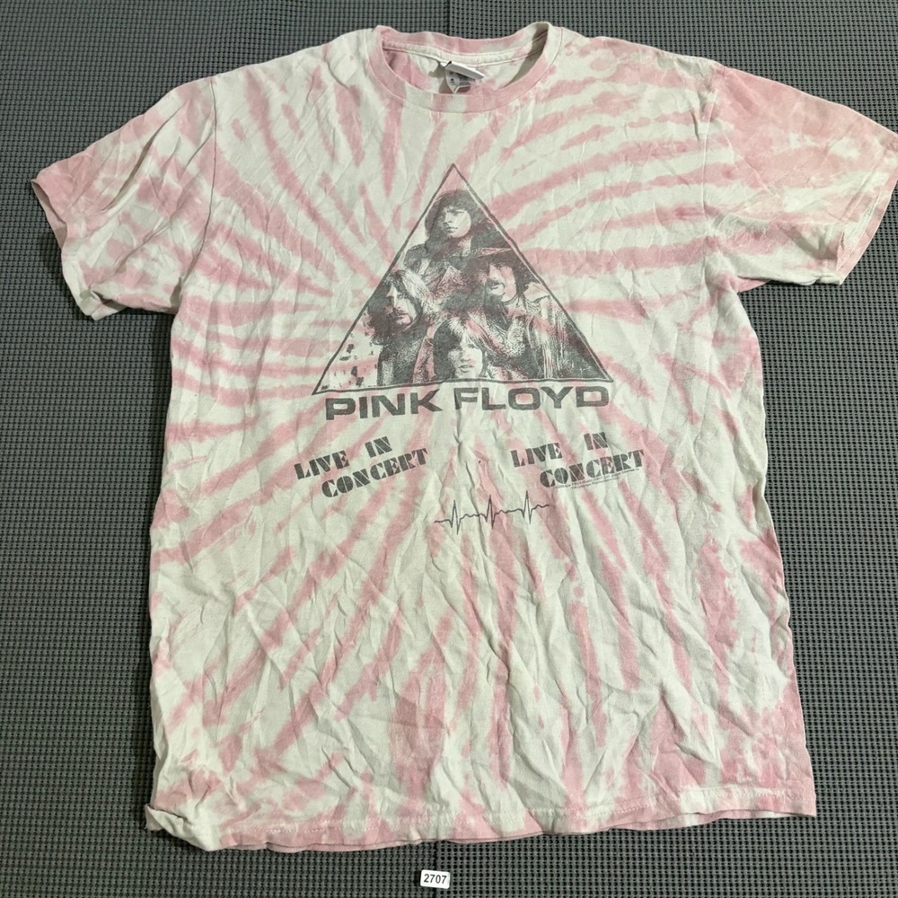 Junk Food Tees Pink Floyd Tie Dye Graphic T-Shirt Pink White Small